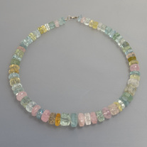Aquamarin-Beryllkette, Kristalle, facettiert,ca. 7-14mm