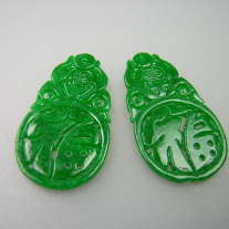 Jade Gravur ca 28mm, Paar :