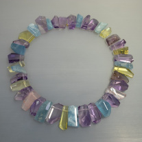 Quarz- Aquamarinkette Fantasieschliff ca.26-31mm
