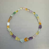 Quarz- Aquamarinkette ca.11-14mm