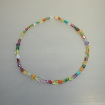 Quarz- Turmalin- Beryllkette Fantasieschliff ca.6,5-8mm