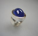 Ring 925 Silber + 750 Gelbgold mit Tansanit Cabochon oval ca.15x20mm, mehr Details: klick