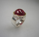 Ring 925 Silber + 750 Gelbgold mit Turmalin Cabochon ca.16x17mm, mehr Details: klick