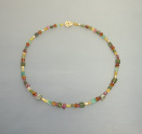 Unikatkette garbeitet mit 925/- Silber vergoldet, Turmalin, Smaragd und Opal, mehr Details: klick