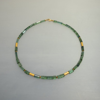 Unikatkette gearbeitet mit 750/- Gelbgold, Turmalin