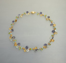 Unikatkette gearbeitet mit 925/- Silber vergoldet, Aquamarin, Peridot, Citrin und Iolith, mehr Details: klick